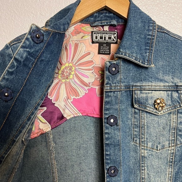 Berek 2 Bejeweled Jean Jacket By Takako Sakon Size XSmall - Picture 5 of 12